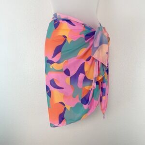 Tiger Mist Peachy Sarong Womens One Size Swim Cover Up Wrap Rainbow Colorful S M